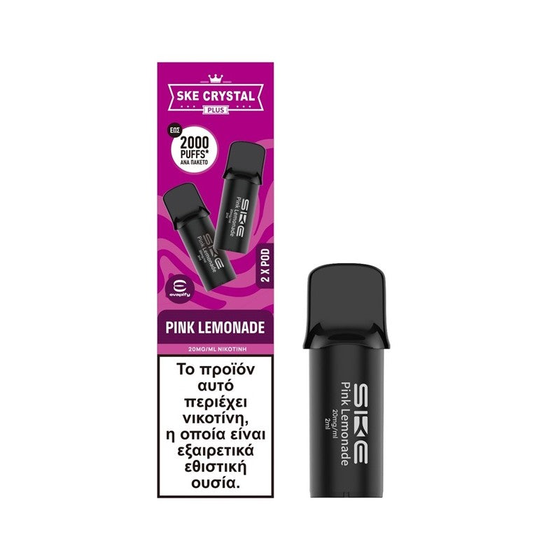SKE Crystal Plus Προγεμισμένη Κάψουλα 2ml 20mg - Pink Lemonade - 2 Τεμάχια